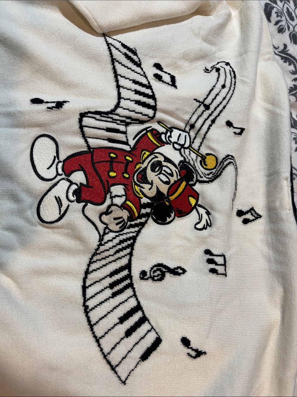 Boxlunch Disney 100 Musical Characters Cream and Black Embroidery Cardigan - Picture 9 of 11